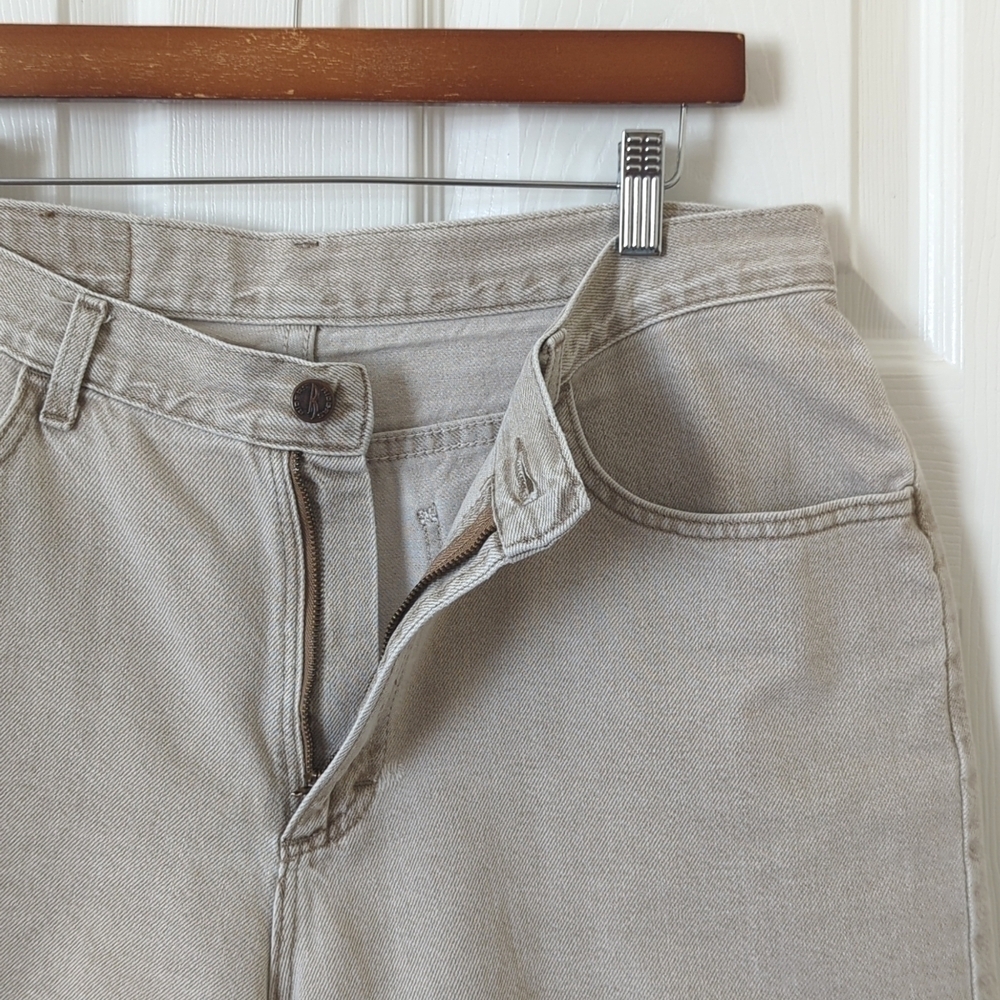Riders 90's Vintage Classic High Waisted Relaxed Fit Denim Jean Shorts Beige 34 - Picture 3 of 13